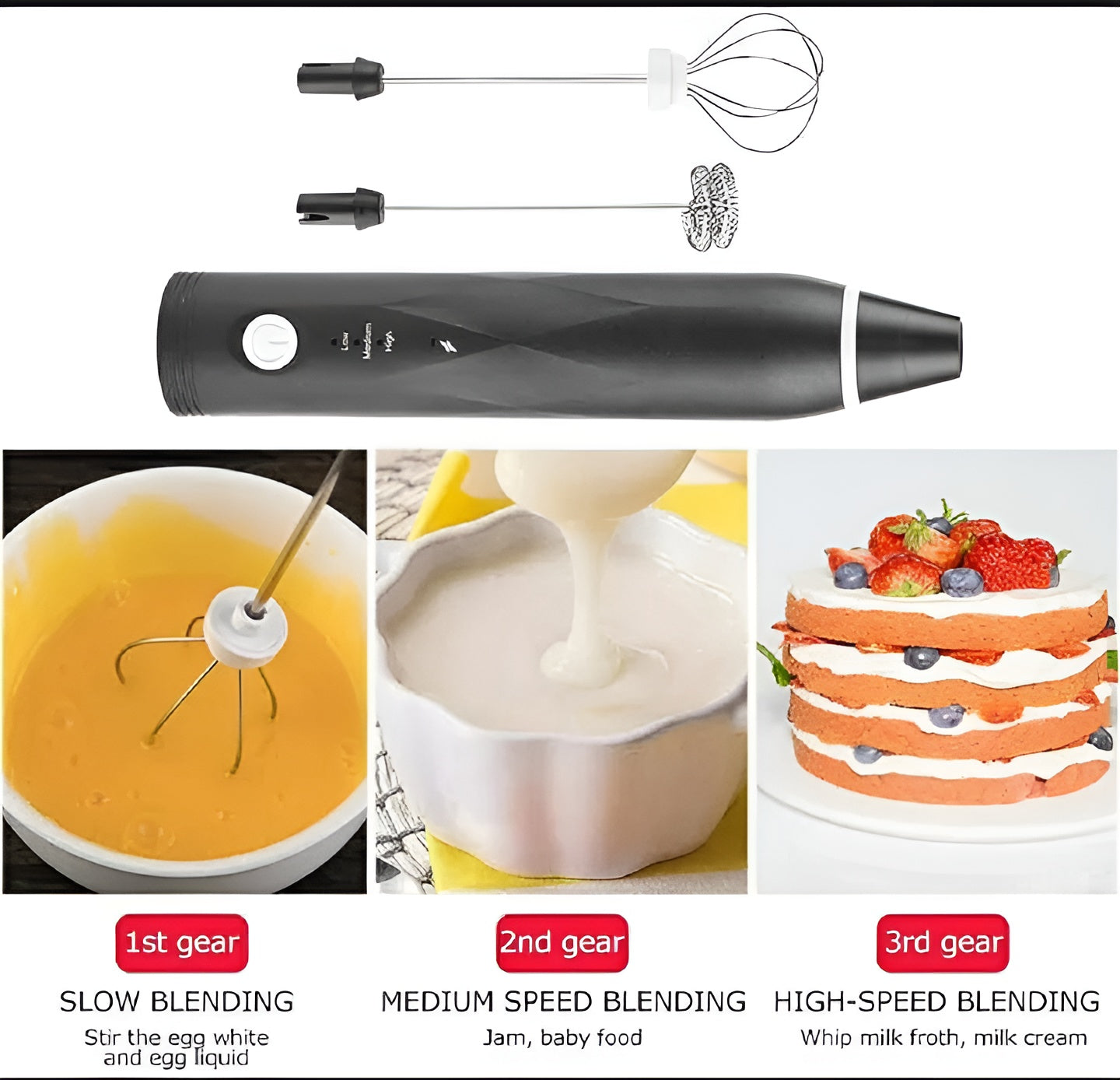 Rechargeable Coffee Beater – 3 High Speeds Adjustable Electric